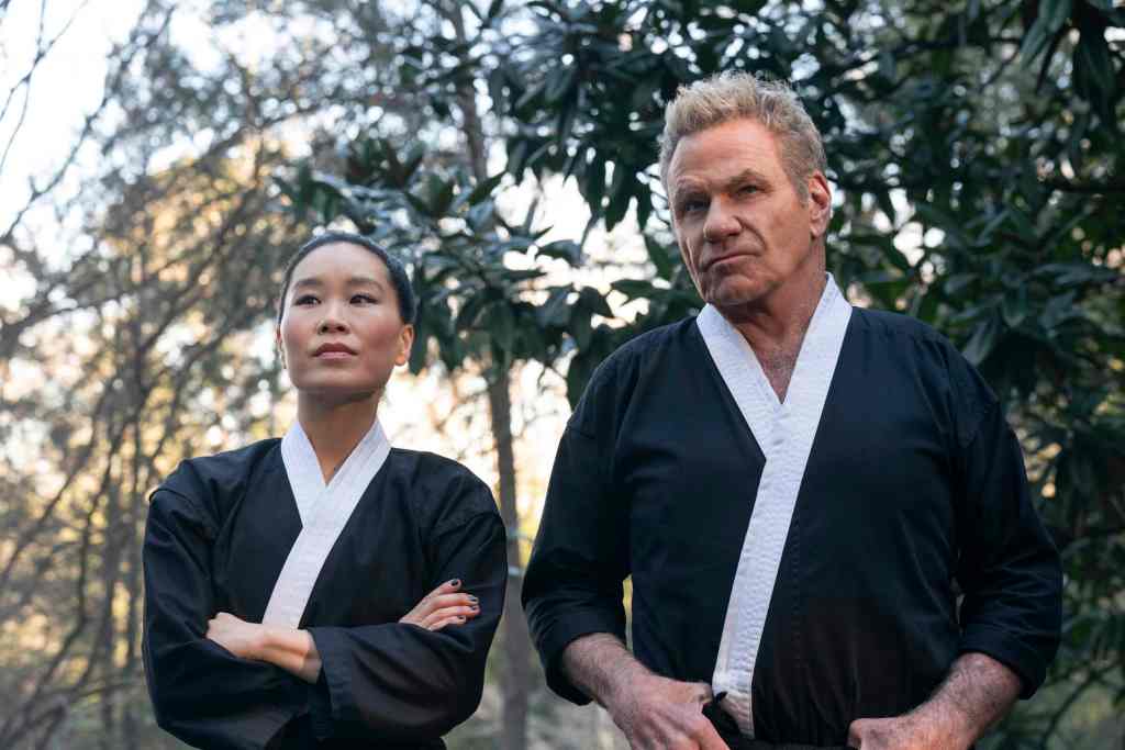 COBRA KAI SEASON 6: FIRST LOOK 3 Cobra Kai. (L to R) Alicia Hannah-Kim as Kim Da-Eun, Martin Kove as John Kreese in Cobra Kai. Cr. Curtis Bonds Baker/Netflix © 2024