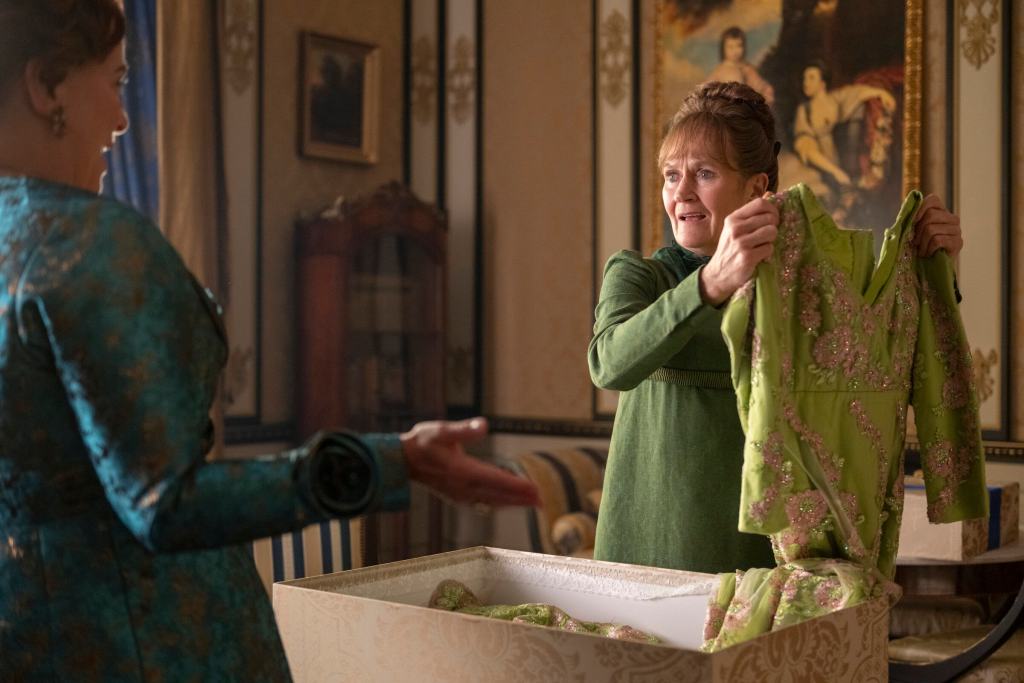 Bridgerton Season 4 Trailer and New Photos Reveal Benedict’s Love Story 33 Bridgerton. (L to R) Polly Walker as Lady Featherington, Lorraine Ashbourne as Mrs. Varley in episode 403 of Bridgerton. Cr. Liam Daniel/Netflix © 2025