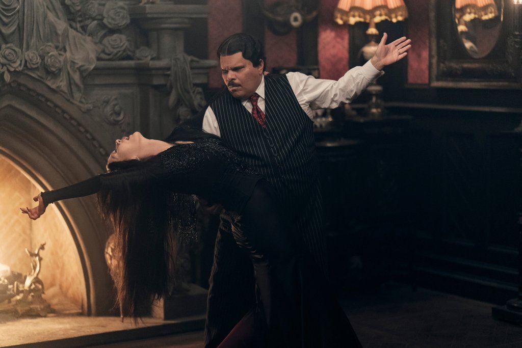 Wednesday Season 2 Is Coming in Two Parts, And There’s More Than Just a New Mystery 6 Wednesday. (L to R) Catherine Zeta-Jones as Morticia Addams, Luis Guzmán as Gomez Addams in episode 203 of Wednesday. Cr. Jonathan Hession/Netflix © 2025