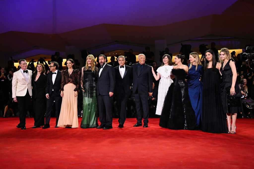 Jay Kelly Venice red carpet fashion